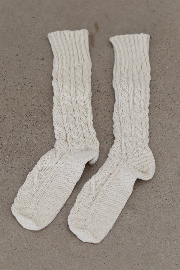 SWAYING 24 Autumn and Winter Thick Cable Handmade Socks SW-SW24AW4P11-BAI White